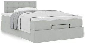 Cama otomana com colchão cinza claro 120x190 cm Veludo