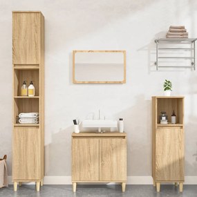 vidaXL 3 pcs conj. móveis casa banho derivados madeira carvalho sonoma