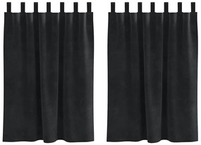 Cortinas Blackout vidaXL com Laços de Pendurar 2 pcs Veludo Preto