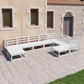 vidaXL 9 pcs conjunto lounge de jardim pinho sólido branco