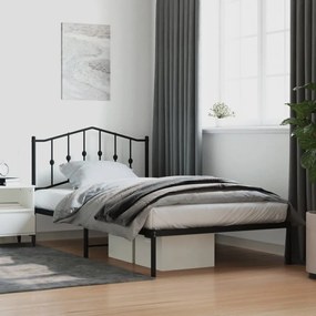 vidaXL Estrutura de cama com cabeceira 107x203 cm metal preto