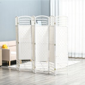 Biombo de 6 Paineis Separador de Ambientes Dobrável 242x170cm Divisória de Habitações de Fibra de Papel Decoração Elegante para Dormitório Sala de Est