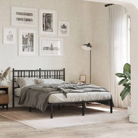 Estrutura de cama com cabeceira 140x190 cm metal preto