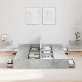 Estrado de cama com arrumação Cinzento cimento 140 x 190 cm