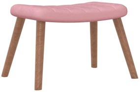 Cadeira de descanso com banco veludo rosa