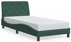 Estrutura de cama c/ luzes LED 80x200 cm veludo verde-escuro