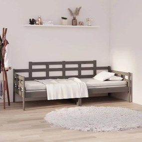 Sofá-cama 90x200 cm madeira de pinho maciça cinzento