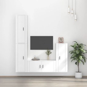 vidaXL Conjunto móveis de TV 4 pcs madeira processada branco