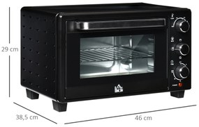 Mini Forno Elétrico 21L 1400W com Temporizador até 60min e Temperatura Ajustável até 230℃ 46x38,5x29 cm Preto