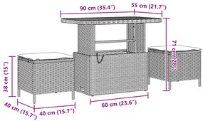 Conjunto de Sofá de Jardim com 13 Peças e Almofadas Preto Vime de Poli