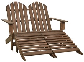 vidaXL Cadeira de jardim e otomano Adirondack 2 lugares abeto castanho