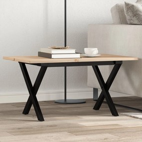 Mesa de centro estrutura em X 80x50x40 cm pinho e aço