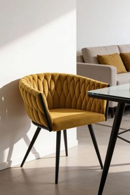 Cadeira Widny Black Veludo - Mostarda