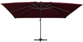 Guarda-sol de jardim cantilever c/ luzes LED 400x300 cm bordô