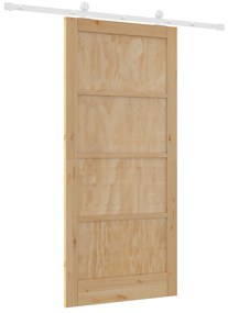 Porta de Correr com Conjunto de Ferragens 93x202 cm Madeira Maciça de
