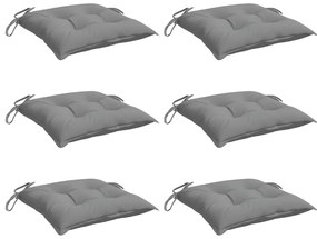 Almofadões de cadeira 6 pcs 50x50x7 cm tecido oxford cinzento