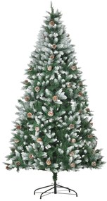 HOMCOM Árvore de Natal Artificial Ø105x210cm com 1440 Pontas de PVC e 75 Pinhas Base Dobrável e Suporte de Aço Decoração de Natal para Interiores Verde