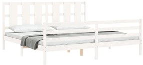 Estrutura cama Super King Size c/ cabeceira madeira branco