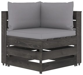 Sofá de canto seccional c/ almofadões madeira impreg. cinzento