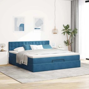 Estrutura de cama otomana com colchão 160x200 cm azul escuro