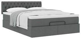 Cama otomana com colchão 140x190 cm tecido cinzento escuro
