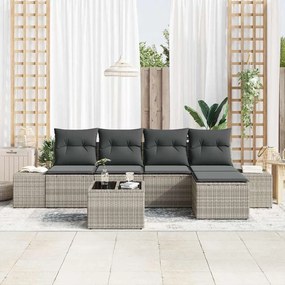 Sofa de Jardim de 6 Peças com Almofadas em Rattan Sintético Cinza