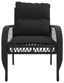 4 pcs conjunto de sofás para jardim c/ almofadões vime PE preto