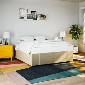 Estrutura de cama sem colchão 200x200 cm tecido cor creme