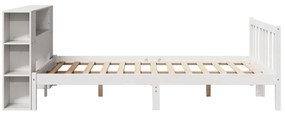 Cama com estante sem colchão 120x190 cm pinho maciço branco