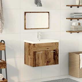 vidaXL Conjunto de Móveis para Banheiro com porta 3 pcs Madeira Antiga
