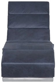 Chaise longue de massagens camurça artificial cinzento