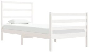 Cama sem colchão 75x190 cm madeira de pinho maciça branco
