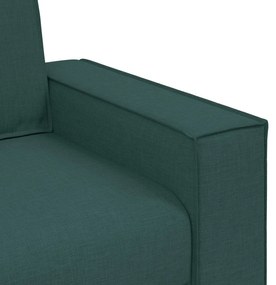 Conjunto de Sofá de 3 Peças com Almofadas em Tecido Verde Escuro