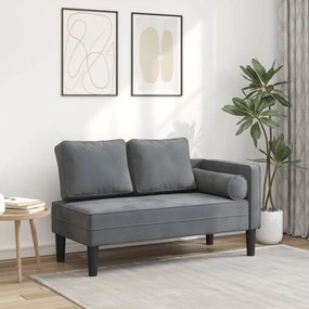 Chaise lounge com almofadões veludo cinzento-escuro