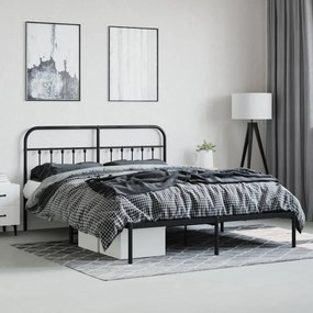 Estrutura de cama em metal com cabeceira 180x200 cm preto