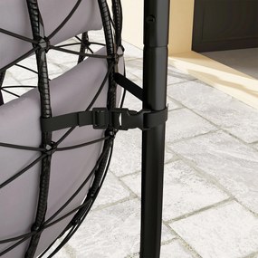Cadeira Suspensa com Suporte Baloiço Jardim com Cesto Dobrável Almofada e Apoio de Cabeça 98x95x198 cm Cinzento