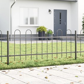 Cerca de Jardim vidaXL com Topo em Arco Cinza 5,1x0,6 m em Aço