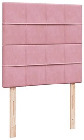 Cama com molas/colchão 100x200 cm veludo rosa