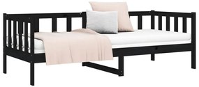 Sofá-cama 90x190 cm madeira de pinho maciça preto