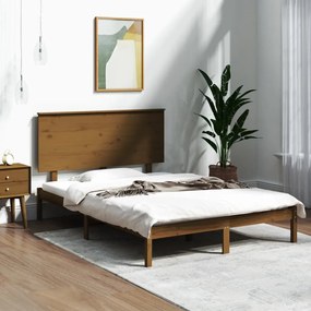 vidaXL Estrutura de cama 120x200 cm madeira pinho maciço castanho mel