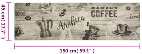 Tapete de cozinha lavável 45x150 cm veludo padrão café cinzento