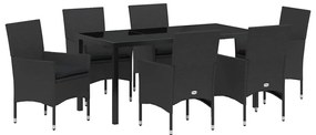 Conjunto de Jantar pra Jardim com 7 Peças da com Almofadas de Rattan P