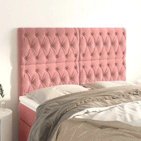 Cabeceira de cama 4 pcs veludo 72x7x78/88 cm rosa