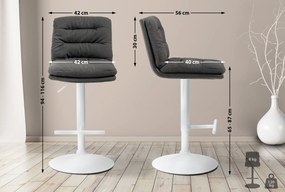 Banco de bar Damar em tecido com estrutura branca 94-116 x 42 x 56 cm Cinzento escuro