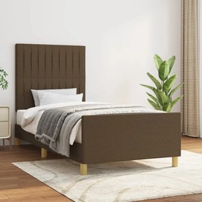 Estrutura de cama sem colchão 90x190 cm tecido castanho-escuro