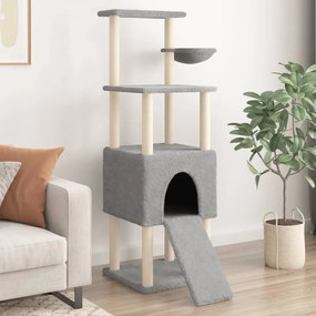 Árvore p/ gatos c/ postes arranhadores sisal 153 cm cinza-claro