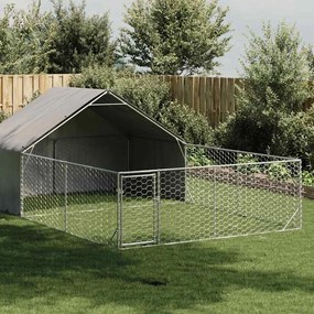 Canil exterior para cães com corredor 6x3x1,9 m aço galvanizado