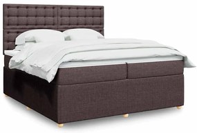 Cama com molas/colchão 200x200 cm tecido castanho-escuro