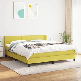 vidaXL Cama com molas/colchão 160x200 cm tecido verde