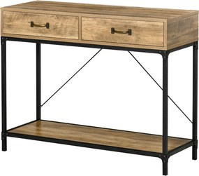 Mesa de consola 100 x 35 x 76 cm com 2 gavetas e 1 tabuleiro aspecto de madeira